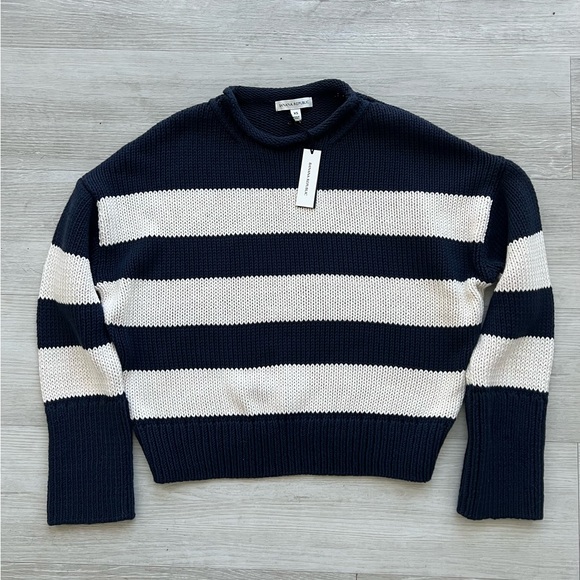 Banana Republic Sweaters - Banana Republic Navy & White Striped Crewneck Sweater